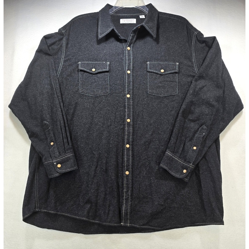 Roundtree & Yorke Portuguese Flannel Shirt XXL Gray Western Snap Button Down